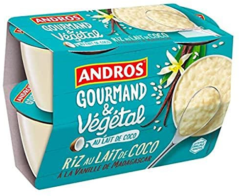Andros Riz au lait de coco à la vanille de Madagascar - Les 4 pots de 100g