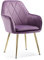 Modern Dining Stuhl mit Armlehne Bequeme Rückenlehne und Samt-Gewebe Sitz Sessel Hocker Portable für Kinder Erwachsene für Küche, Gold Metall Beine,Lila