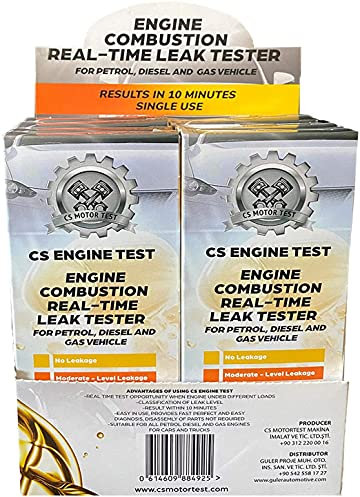 CS Motor Test - Echtzeit CO2 Lecktester - Zylinderkopfdichtung Tester - Test während der Fahrt - Benzin Diesel Gas - Testkit für Motor unter Lastkopfdichtung - 10 PCS
