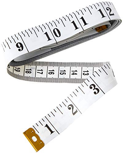 2 Sided Tape Measure | Suitable for Measuring Body | Sewing Tape | Inches & Cms | 150cm | 60 inches | Plus Bonus eBook (White)