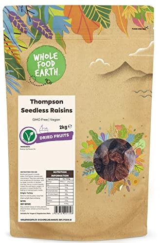 Wholefood Earth Thompson Seedless Raisins 2 kg | GMO Free |
