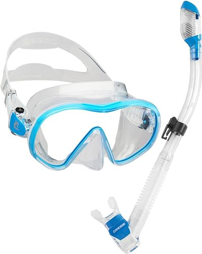 CRESSI F-Dual + Supernova Dry Combo Clear/Blue - Tauchmaske und Trockenschnorchel Set zum Schnorcheln und Gerätetauchen, Klar/Blau, Einheitsgröße, Unisex