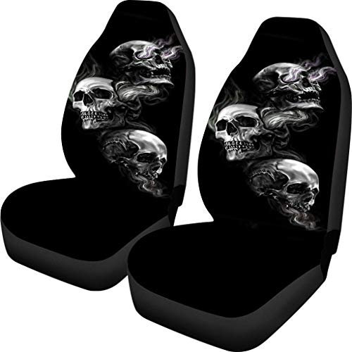 Coloranimal Autositzbezüge mit Totenkopf-Motiv, für Damen und Herren, 2-teilig, Autoschutz, Satteldecke, bequeme Vordersitzkissen, universelle Passform