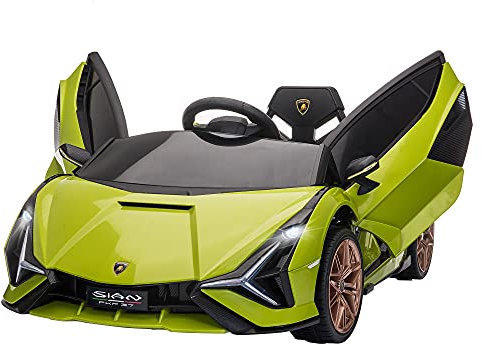 HOMCOM Lamborghini Sian Licensed 12V Electric Car for Kids 2 Motors Toy Car with Remote Control Music Lights MP3 for 3-5 Years Green