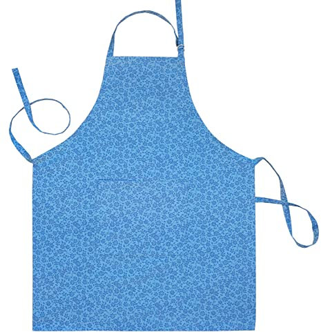 Lashuma Schürze Damen und Männer 80x65 cm, Backschürze blau Druck Kornblume, Kochschürze mit Tasche