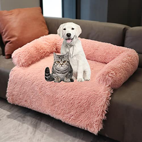 XRDSHY Hundebett Flauschige Hundedecke Weiche Katzendecke Fleecedecke Waschbare Deck Memory-Schaum Aufrüsten Flauschige Erweiterter Plüsch Hundedecke Auto Rückbank Möbelschutz,Pink-L