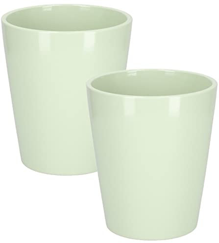 Kotarbau® - Set da 2 vasi da fiori in ceramica, per orchidee, altezza 150 mm, diametro 120 mm, colore menta