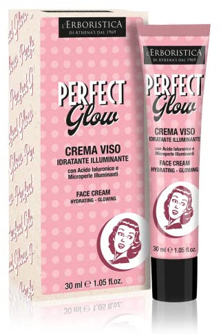 L'Erboristica Athena's - Perfect Glow Vintage - Crema Viso Antirughe Idratante Illuminante - Acido Ialuronico Viso - 30 ml