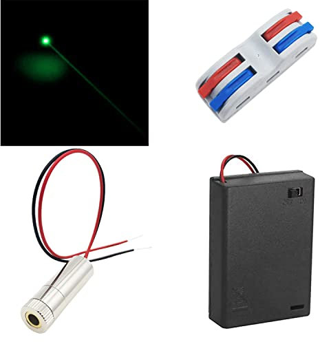 CTRICALVER 1 Pcs 520nm 3-5V Grün Laser-Dot-Modul-Diode mit Fahrer-Kunststoff-Objektiv + 1 pcs AA Batteriehalter + 1 pcs Reihenklemmen (Form der Lichtquelle: Punkt)