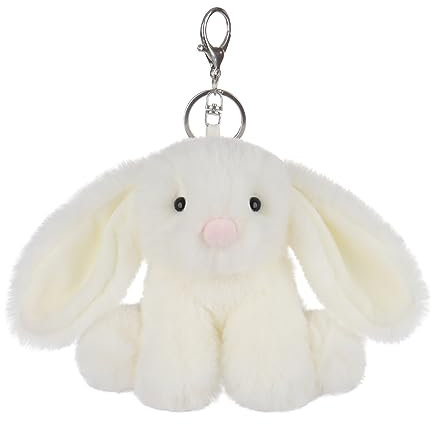 Apricot Lamb –vid bunny keychain– Plüsch Schlüsselanhänger, Glücksbringer, für Kinder und Baby-Weiß Hase Kaninchen 11 cm