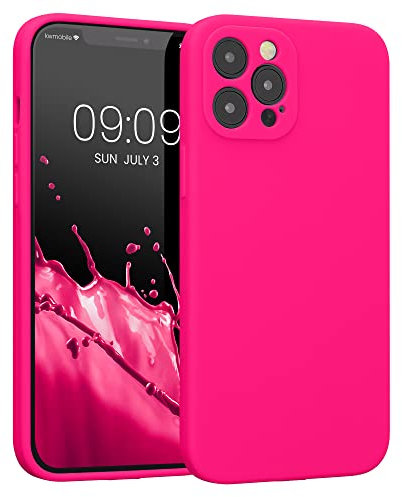 kwmobile Case Compatible with Apple iPhone 12 Pro Max Case - Slim TPU Silicone Phone Cover - Soft Touch Finish - Neon Pink