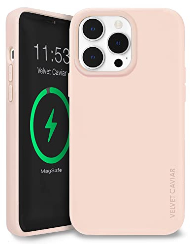 VELVET CAVIAR Compatible with iPhone 14 Pro Max Case MagSafe Silicone - Built-in Magnetic Ring - Microfiber Lining - [6ft Drop Tested] Protective Phone Cases for Women & Men (Blush Pink)