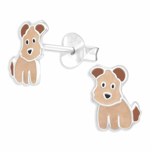 Monkimau Terrier Hunde Ohrstecker Ohrringe aus 925 Silber Schmuck Silberohrringe Medizinisch für Kinder Mädchen Damen Frauen