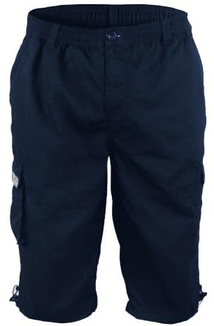 D555 Duke Mens Mason Cargo Capri Pants - Navy - 7XL