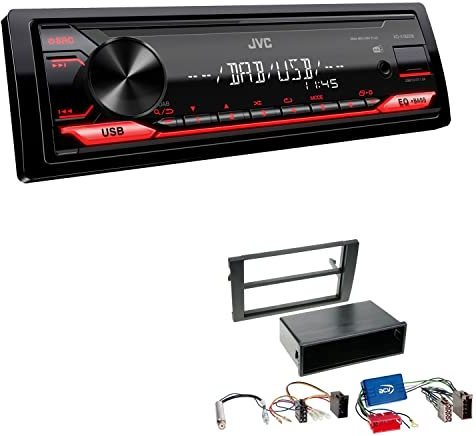 JVC KD-X182DB 1-DIN Autoradio DAB+ USB Digital Receiver inkl. Antenne mit Einbauset kompatibel mit Audi A4 2002-2009 schwarz mit Symphony/Navi Plus