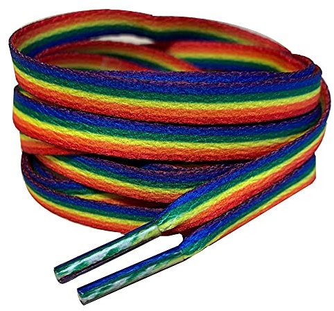 Mehrfarbige Ombré-Schnürsenkel in Regenbogenfarben, flache Schnürsenkel für Sneaker, Skateschuhe, Hi-Tops, Schuhe, Stiefel, Schnürsenkel sind 10 mm breit (120 cm), Streifen Regenbogen, Einheitsgröße
