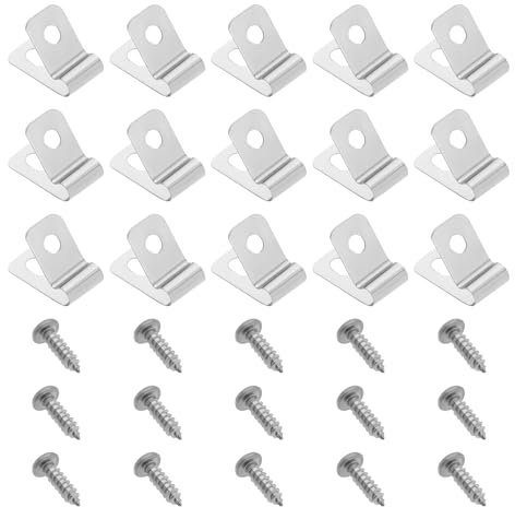 VGOL 50 Stück Zaun-Drahtklemmen, R-Typ-Kabel-Clips, Klemmen-Set mit 50 Stück Schrauben für Drahtmanagement für geschweißten Draht an Holz, Metall oder Vinylzaun, Silber