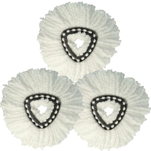 WR serpillière compatible Vileda en microfibre pour système à essoreur rotatif Turbo et Easy Wring and Clean (Blanc) - Pack de 3 serpillières