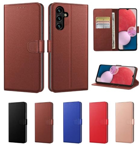Luxury Case for Samsung Galaxy A14 5G / A14 4G Leather Phone Case Cover,[LifetimeSupport], PU Faux Leather Wallet Book Folio Flip Magnetic Shockproof Case with Card Slots Folding and Kickstand (Brown)