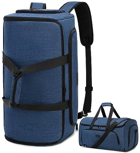 Vessgra Anzugtasche, Kleidersack Reisetaschen für Anzüge, Umwandelbarer Garment Duffel Bag für Männer und Frauen, 4 in 1 Kleidersack Tasche Hängetasche für Anzug mit Schuhtasche (Blau)