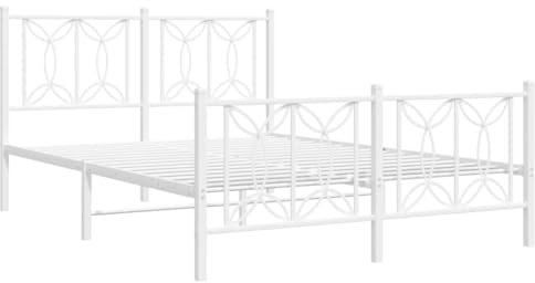 vidaXL Cadre de lit métal sans Matelas et Pied de lit Blanc 140x190 cm