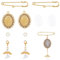 SUNNYCLUE 1 Box 10 Sets Goldener Hochzeitsstrauß Foto Charms Gedenkbild Charm Personalisierter Ovaler Glas Cabochon Brosche Engelsflügel Charms Kits Für Hochzeit Braut Bräutigam Party Geschenke Blumen