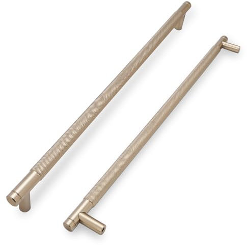 COTYKILEY 6 Pack 11.3 Inch(288mm) Champagne Bronze Knurled Cabinet Handles Gold Knurled Kitchen Cabinet Pulls Cabinet Door Handles Kitchen Cabinet Hardware