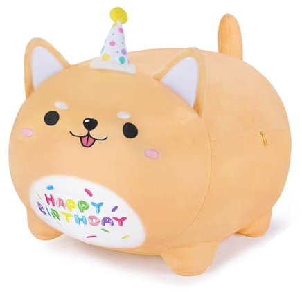 Yeqivo Happy Birthday Corgi Dog Plush Toy, Cute Birthday Colorful Puppy Stuffed Animal, Dog Plush Pillow for Girls Kids(Corgi,40cm/15.7inch)