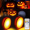 LABOREDUCER 2 Stück Halloween LED Kürbis Lichter Halloween Deko mit Fernbedienung und Timer Halloween LED Kürbis Lichter Batteriebetriebene Flammenlose RGB WW Orange Halloween Deko Kerze Licht