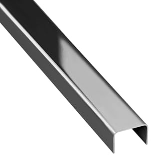 U Edelstahlschiene Bordüre Fliesenschiene Edelstahl V2A 2,5m 15mm schwarz | Für dekorative Linien und saubere Einfassungen im Fliesenbild, 10mm Profilmaß, 2,5m, V2A Edelstahl, glänzend, schwarz
