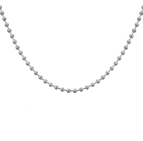 Tolldek Edelstahl Halskette Herren 90cm, Kugelkette Silber Metallkette Edelstahl Breit 3.2MM, Freundschaftskette Jungs Hip Hop