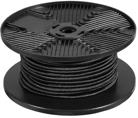 VEVOR Tendeur Élastique, 36 m, Corde Élastique Robuste, Diamètre 10 mm, Charge 40 kg, Bobine Corde de Fixation Extensible pour Cargaison, Bâches, Camping, Pont de Kayak, Artisanat, Noir, sans Crochet