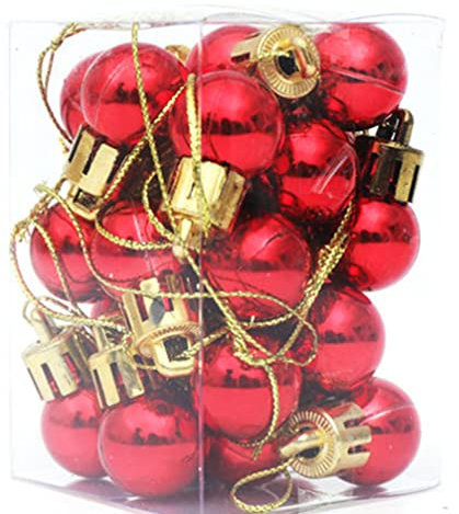 TOPBATHY 24 Stück Mini Weihnachtskugeln, 20mm Christbaumkugeln Kunststoff, Weihnachtsbaumschmuck Christbaumschmuck für Weihnachtsschmuck,Weihnachtsbaum,Hochzeit,Partys,DIY Dekoration
