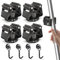 3-H Colgador Escobas Magnético Fuerte 4 Piezas,Soporte Escobas Pared SUS304 Acero Inoxidable Colgador Escobas y Fregonas Impermeable,12.5KG con 4 mini Gancho Magnético para Baño,Garaje, Jardín, Cocina