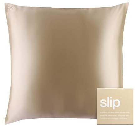 Slip Silk Zip Euro Pillowcase – 100 % reine Maulbeerseide, Karamellfarbe, ultraweich & atmungsaktiv, Anti-Aging, Haar & Hautfreundlich, luxuriöses Satin-Finish, 65 x 65 cm, maschinenwaschbar