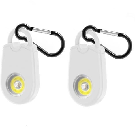 Lancoon Personal Alarm Schlüsselanhänger 2 Pack Notfall-Sicherheitsalarm mit Stroboskoplicht Tragbar Sicherheitswarngerät 125dB für Frauen Kinder Ältere Menschen Männer Weiß