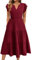 Zeagoo Women's Ruffle Sleeve V Neck Summer Dress Midi Casual Beach Sundress with Pockets Red S