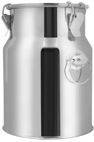 Milchkanne,Milchkanne Edelstahl mit Deckel,Transportbehälter Milchkrug,Transport Thermobehälter,Bauernhof Milchkännchen mit Tragegriffen,Flüssigkeiten wie Wasser, Honig (5L)