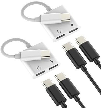 Adaptateur USB C Audio Charge Double Port(Lot de 2)pour iPhone 16 15 Pro Compatible Avec Samsung Galaxy S24 Chargeur Type C Casque Jack Pour ipad Ecouteur Cable Splitter Pour Apple DAC AUX Connecteur