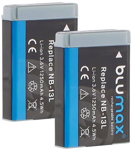 2X blumax Akku Ersatz für Canon NB-13L |- 1250mAh -| für PowerShot G1 X Mark III - G5 X G9 X Mark II - G7 X Mark III - SX720 HS - SX730 HS - SX740 HS