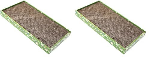 Croci - Arbre à Chat en Carton, 2 Couches Réversibles, avec Pieds Antidérapants, y Compris Sachet d'herbe à Chat, Style Fiori, 45 x 25,5 X 5 cm (Lot de 2)