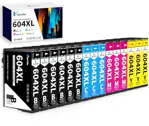 Vintella 604XL Druckerpatronen für Epson 604 Patronen Kompatibel mit Epson Expression Home XP-2200 XP-2205 XP-3200 XP-3205 XP-4200 XP-4205 Workforce WF-2910 WF-2930 WF-2935 WF-2950 (15er-Pack)