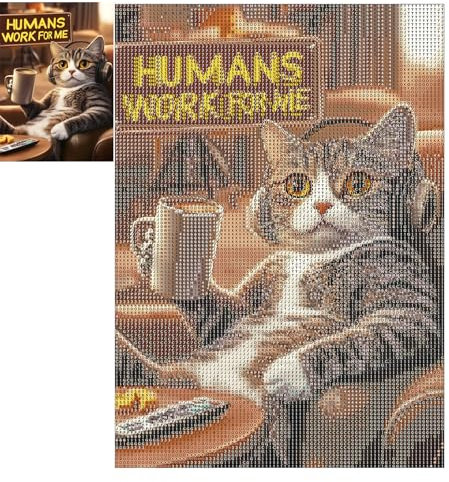 MXJSUA 5D Diamond Painting, Gato Mandón Diamond Painting Kit Completo, Manualidades Adultos DIY Cristal Pintura De Diamante Para, Painting Para Decoración De Pared Del Hogar 30x40cm