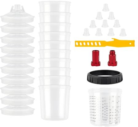 Paint Sprayer, 10/25Pcs Spray Gun Paint Mixing Cup H/O Quick Cup Spray Gun Tank 20.3 oz/600ML Disposable Paint Cup with Spray Gun Cup Adapter(10 pcs)