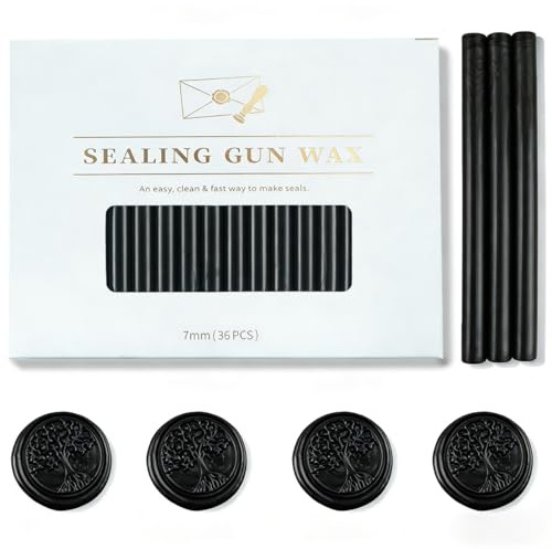 36Pcs Black Wax Seal Sticks, 7mm for Mini Glue Gun Sealing