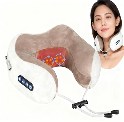 Nackenmassagegerät, Massagegerät Nacken mit Knetfunktion, Elektrische U-förmiges Massagekissen für Nackenentspannung und Schmerzlinderung, Kabelloses Nackenmassagegerät für Zuhause und Büro