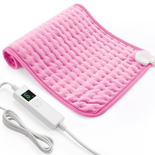 OneAmg Heizkissen mit Abschaltautomatik 30x60cm,6 Heizstufen,4h Timer Rosa | Elektrisches Wärmekissen mit Digitalfernbedienung,Schneller Aufheizvorgang,Maschinenwaschbar für Rücken,Lende,Bauch,Schulter