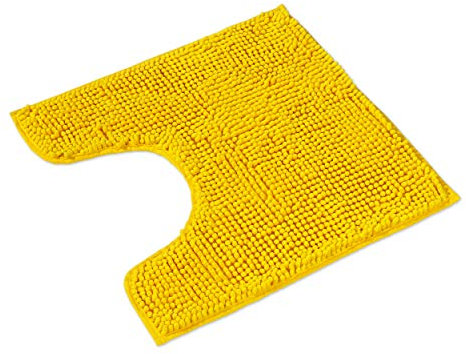 WohnDirect Badematte 45x45cm MIT WC Ausschnitt | Gelb - rutschfest & Waschbar - Badezimmerteppich zum Set kombinierbar, Badvorleger, WC Garnitur, Badteppich