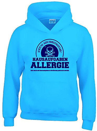 Hausaufgabenallergie Hoodie Sweatshirt mit Kapuze Gr. 116 128 140 152 164 cm