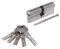 effedielle® Cilindro di sicurezza certificato a profilo europeo in ottone nichelato opaco AGB 5000 PS.Lunghezza 40 mm